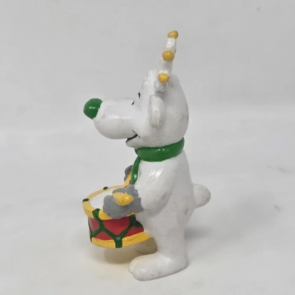 VINTAGE Christmas White Reindeer Figure Toy with Drum‎ Sun Arrow/Applause